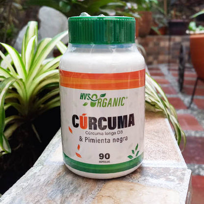 CÚRCUMA 100% NATURAL Pimienta Negra 🟡 90 Cápsulas
